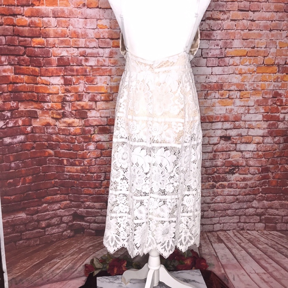 White Lace Overlay Sundress with Built in Bodysuit - Picture 5 of 13